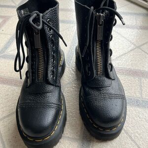 Dr. Martens Platform Sinclair Black Leather Boots with Zipper